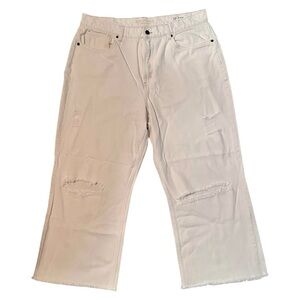 ARIZONA Women’s Wide-leg Baggy High-rise Denim Ripped Jeans {SHORT LENGTH}